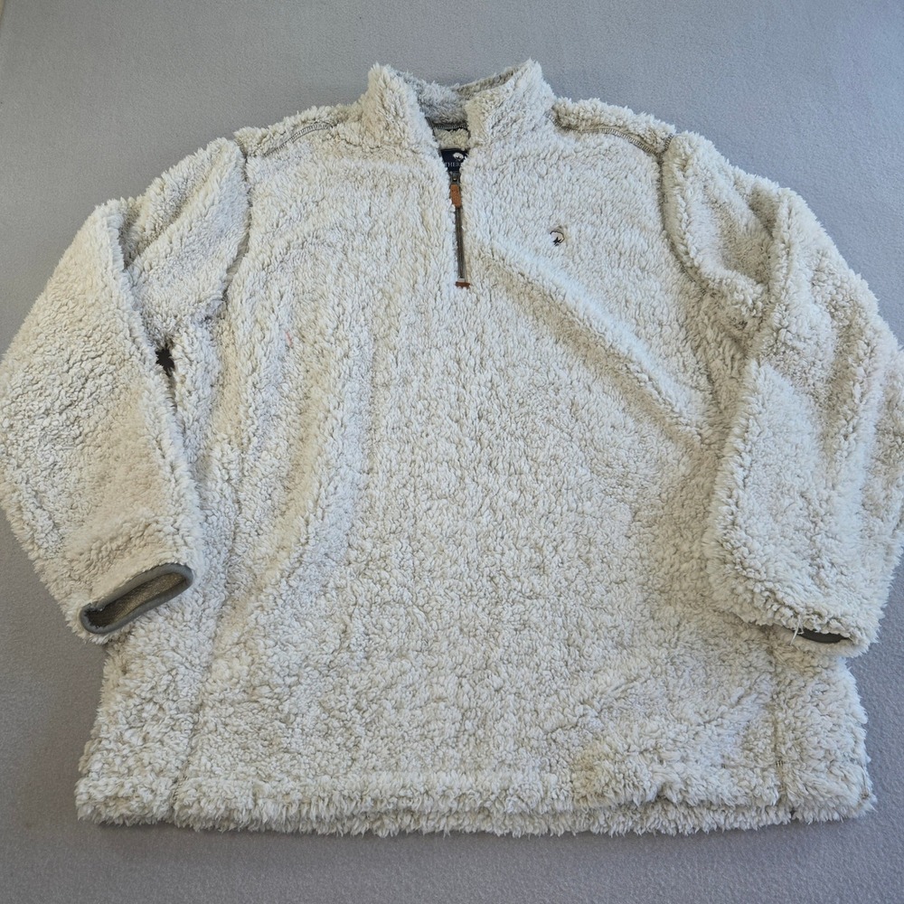 Southern Shirt Sherpa Pullover Mens XL Cream Quarter Zip Fleece Mock Neck Pocket